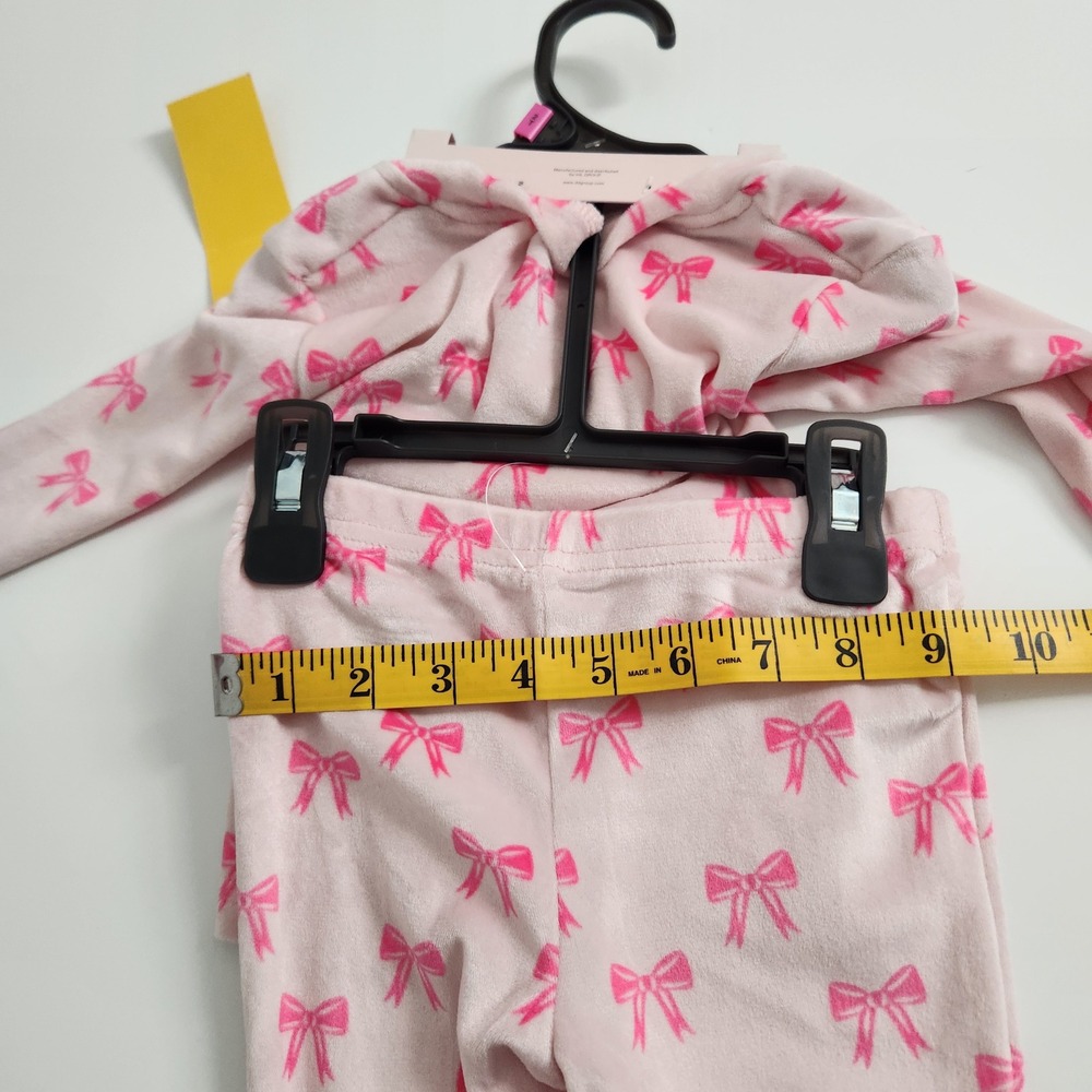 NWT Toddler Girls 2T Pink Velour Bow Pajama Sleepwear 3 Piece Set‎ - Picture 5 of 8